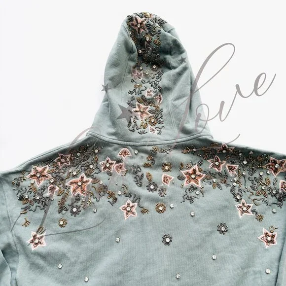 FREE PEOPLE Glitter Oversized Embellished Hoodie NWT - Picture 11 of 16